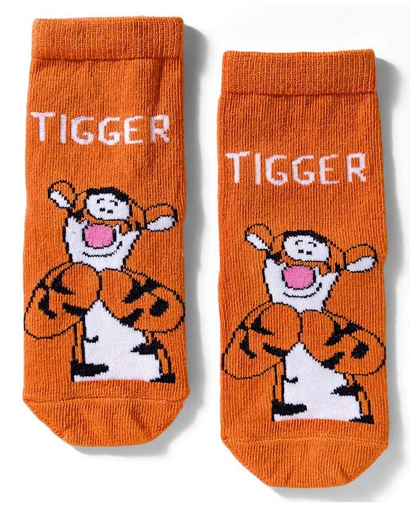 Cute Walk by Babyhug Disney Knit Ankle Length Anti Bacterial  Socks With Tiger Design Pack Of 3 - Orange Blue & Yellow