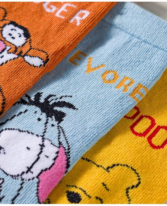 Cute Walk by Babyhug Disney Knit Ankle Length Anti Bacterial  Socks With Tiger Design Pack Of 3 - Orange Blue & Yellow