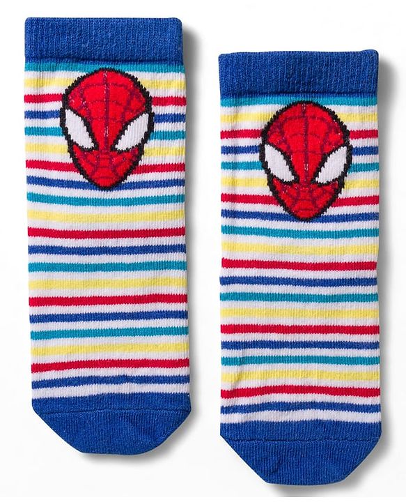 Cute Walk by Babyhug Non Terry Knit Anti Bacterial Ankle Length Socks With Spider Man Graphic Pack Of 3 - Multicolour