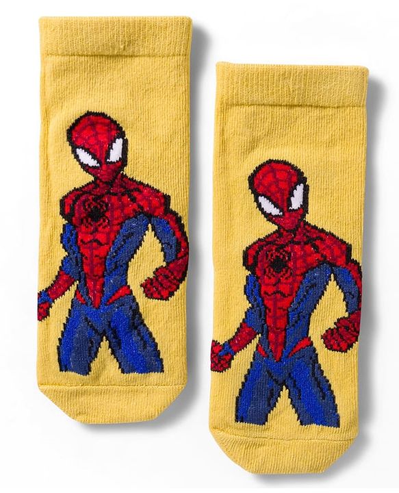 Cute Walk by Babyhug Non Terry Knit Anti Bacterial Ankle Length Socks With Spider Man Graphic Pack Of 3 - Multicolour