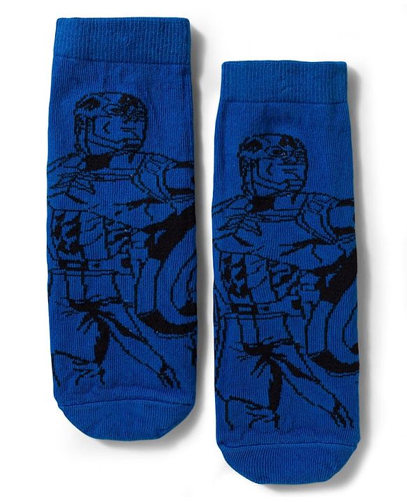 Pine Kids Marvel Non Terry Cotton Knit Anti Bacterial Ankle Length Socks With Avengers Graphic Pack of 3 - Multicolour