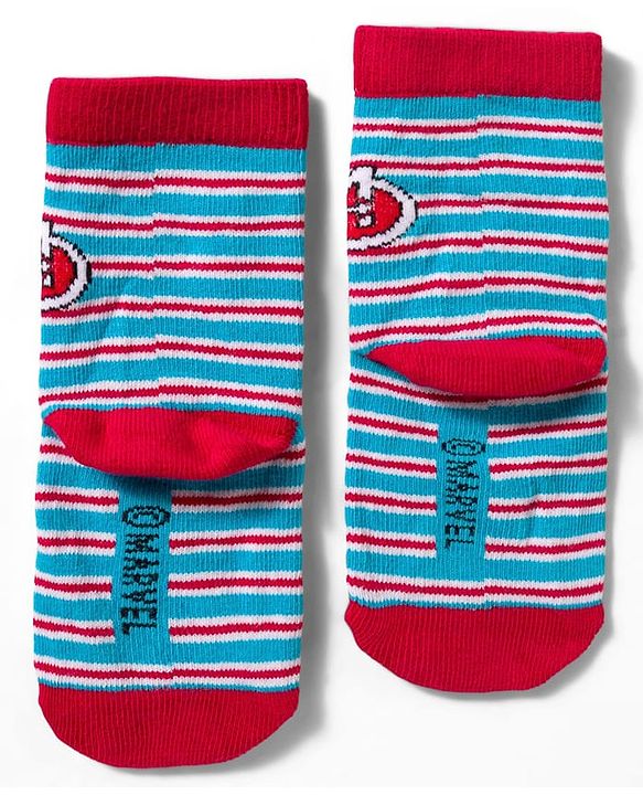 Cute Walk by Babyhug Marvel Non Terry Knit Ankle Length Anti Bacterial Socks With Avengers Graphics Pack of 3 - Multicolor