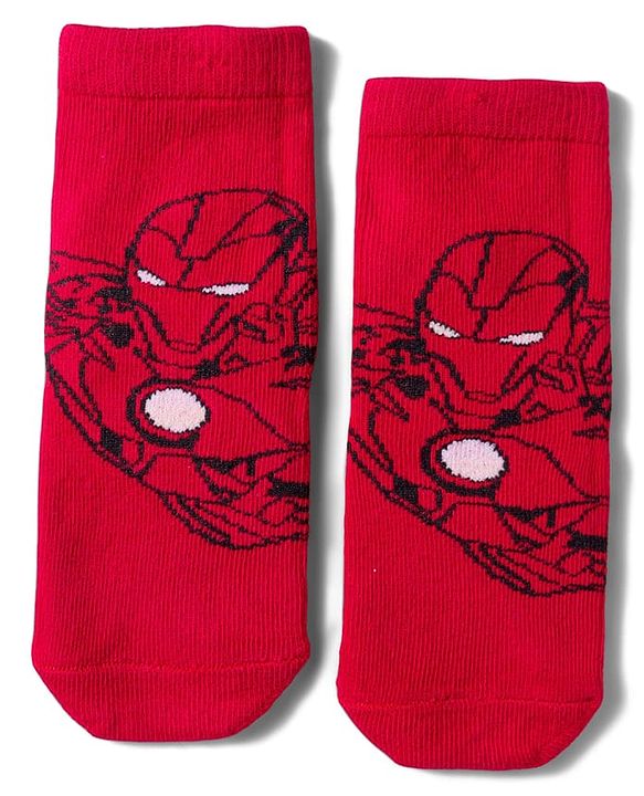 Cute Walk by Babyhug Marvel Non Terry Knit Ankle Length Anti Bacterial Socks With Avengers Graphics Pack of 3 - Multicolor