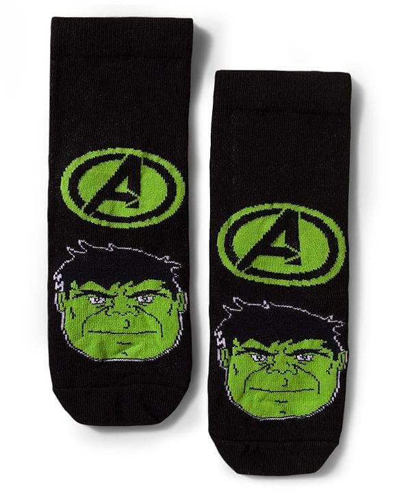 Pine Kids Marvel Non Terry Cotton Knit Anti Bacterial Ankle Length Socks With Avengers Graphic Pack of 3 - Mutlicolour