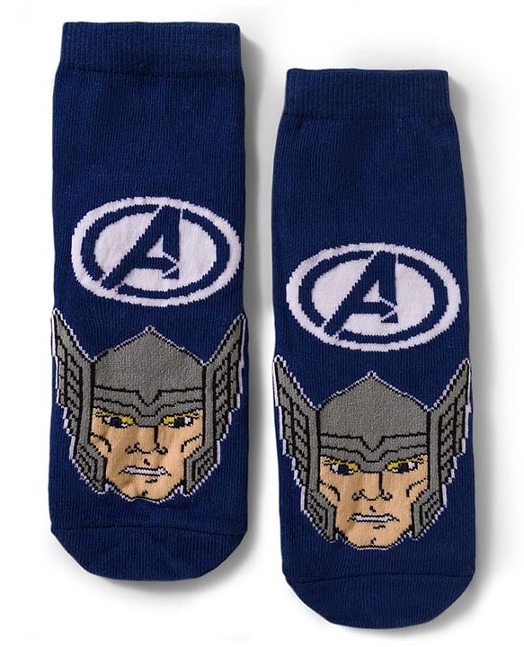 Pine Kids Marvel Non Terry Cotton Knit Anti Bacterial Ankle Length Socks With Avengers Graphic Pack of 3 - Mutlicolour