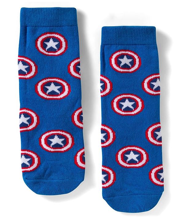 Pine Kids Marvel Non Terry Knit Ankle Length Anti Bacterial Socks With Avengers Graphics Pack of 3 - Red Blue & Green