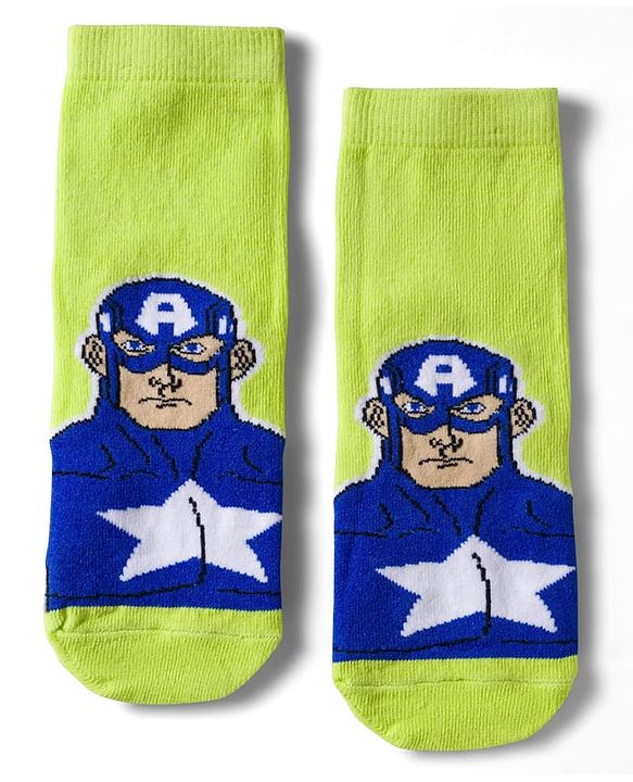 Pine Kids Marvel Non Terry Knit Ankle Length Anti Bacterial Socks With Avengers Graphics Pack of 3 - Red Blue & Green