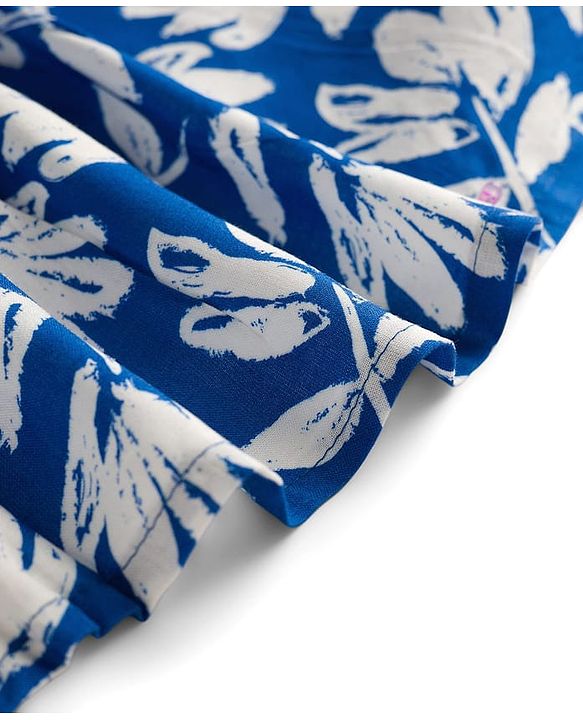 Babyhug Cotton Woven Half Sleeves Floral Printed Frock - Blue