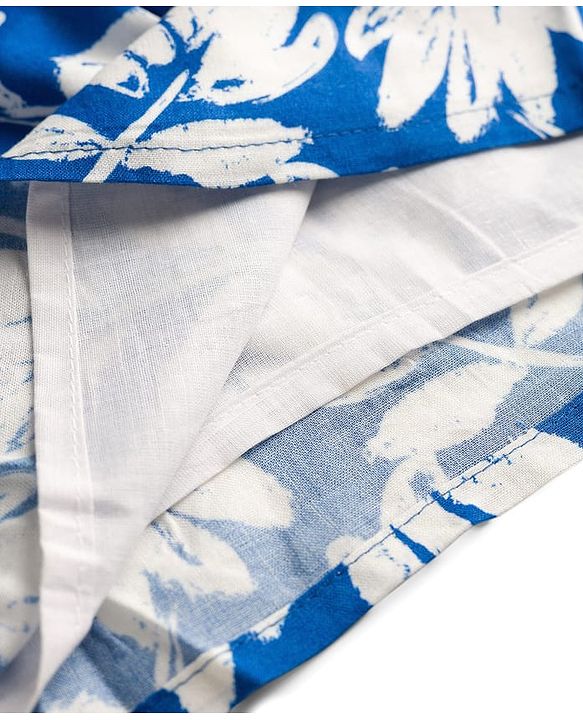 Babyhug Cotton Woven Half Sleeves Floral Printed Frock - Blue