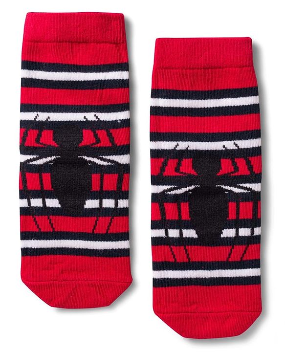 Pine Kids Non Terry Knit Anti Bacterial Ankle Length Socks With Spider Man Graphic Pack Of 3 - Multicolour