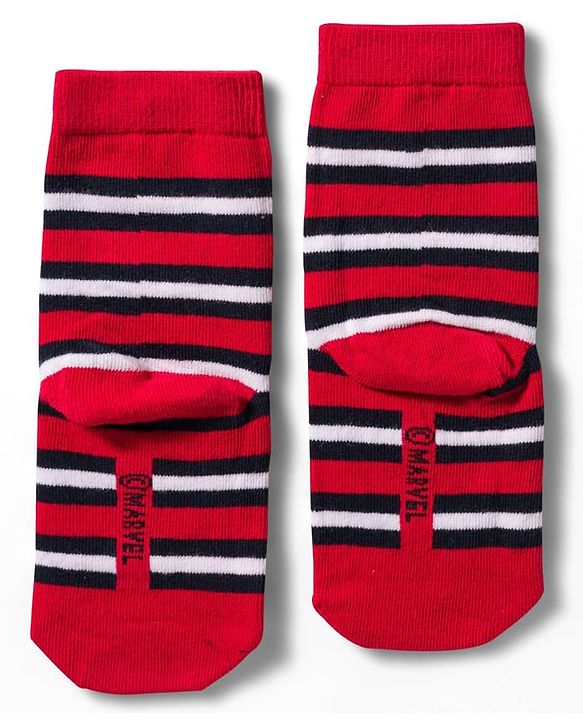 Pine Kids Non Terry Knit Anti Bacterial Ankle Length Socks With Spider Man Graphic Pack Of 3 - Multicolour