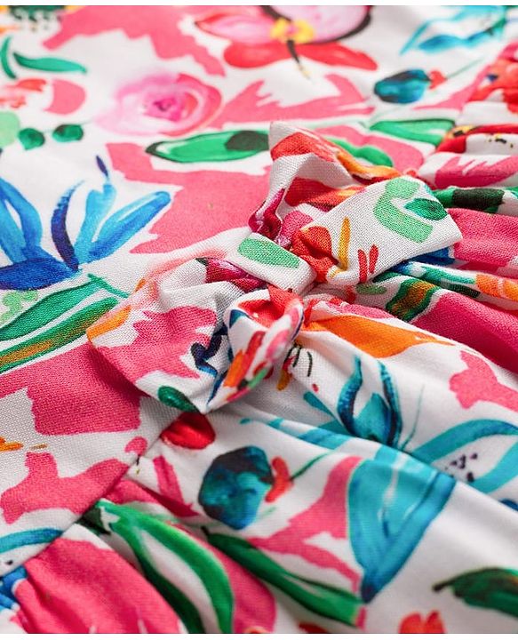Babyhug Cotton Woven Sleeveless Floral Printed Frock - Multicolour