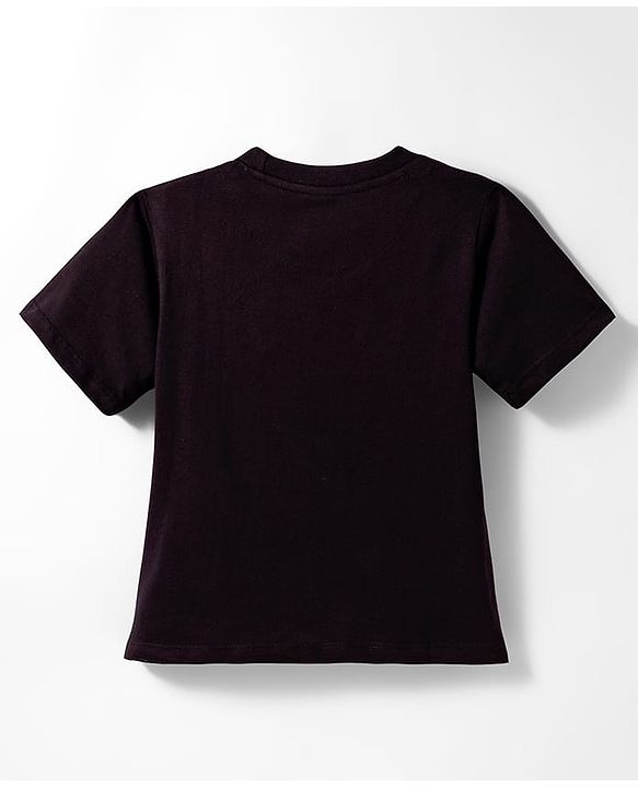 Pine Kids Cotton Knit Half Sleeves T-Shirt With Text Print - Black