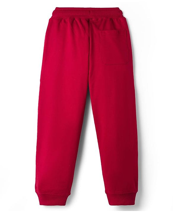 Pine Kids Knit Full Length Lounge Pant With Text Badge - Red