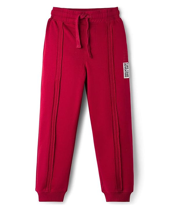Pine Kids Knit Full Length Lounge Pant With Text Badge - Red