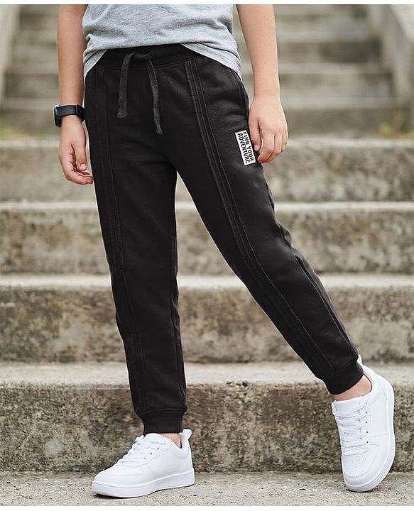 Pine Kids Knit Full Length Lounge Pant With Find Your Adventure Badge - Black