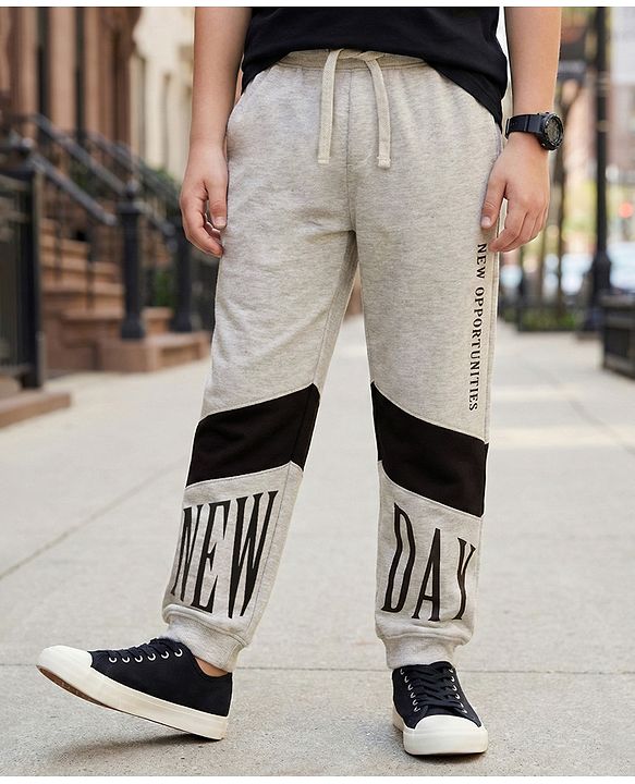 Pine Kids Knit Full Length Lounge Pant With New Opportunities Print - Grey