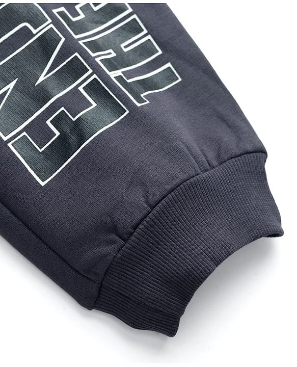 Pine Kids Terry Knit Full Length Lounge Pant With Text Print - Grey
