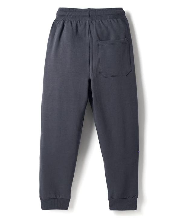 Pine Kids Terry Knit Full Length Lounge Pant With Text Print - Grey