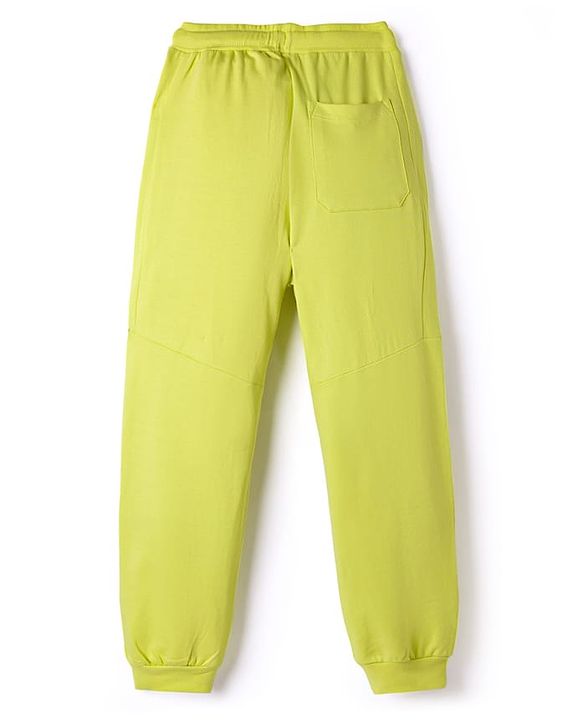Pine Kids Terry Knit Full Length Lounge Pant With Text Print - Limegreen