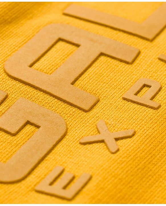 Pine Kids Terry Knit Full Length Lounge Pant With Text Badge - Mustard