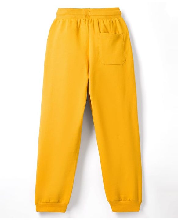 Pine Kids Terry Knit Full Length Lounge Pant With Text Badge - Mustard