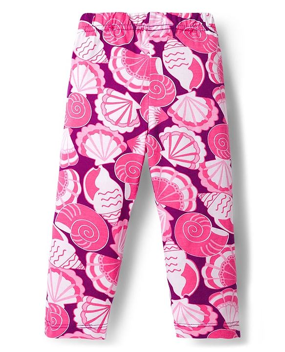 Babyhug Cotton Knit Full Sleeves T-Shirt & Pyjama Co-ord Night Suit With Seashell Print - Pink