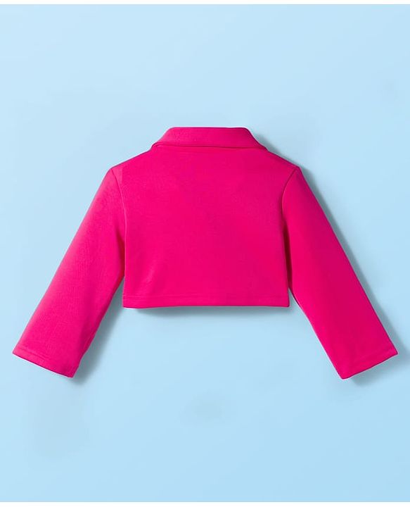 Babyhug Scuba Woven Full Sleeves Solid Jacket & Skirt With Inner Top - Dark Pink