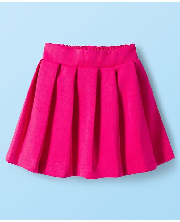 Babyhug Scuba Woven Full Sleeves Solid Jacket & Skirt With Inner Top - Dark Pink