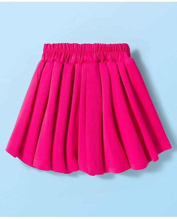 Babyhug Scuba Woven Full Sleeves Solid Jacket & Skirt With Inner Top - Dark Pink