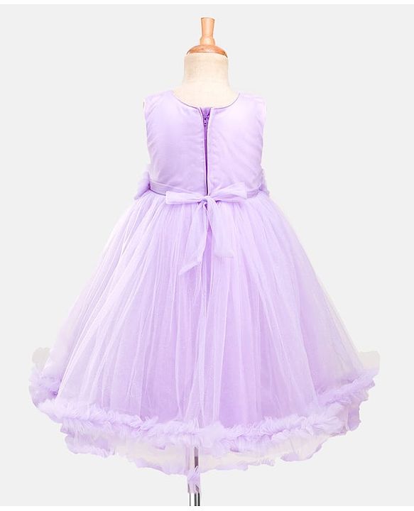 Babyhug Woven Sleeveless Fit & Flare Gown with Corsage & Sequin Detailing - Lavender