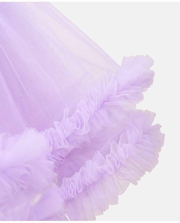 Babyhug Woven Sleeveless Fit & Flare Gown with Corsage & Sequin Detailing - Lavender