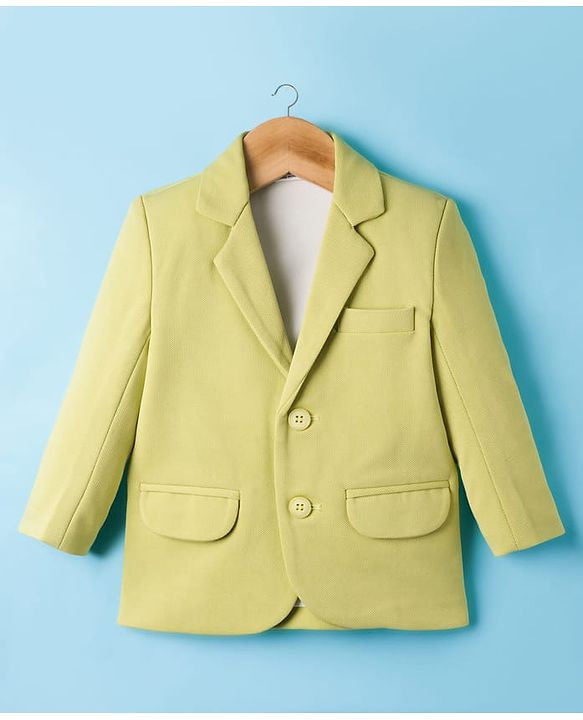 Babyhug Cotton Knit Full Sleeves Party Blazer With T-Shirt - Light Green