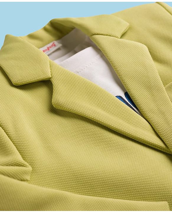 Babyhug Cotton Knit Full Sleeves Party Blazer With T-Shirt - Light Green
