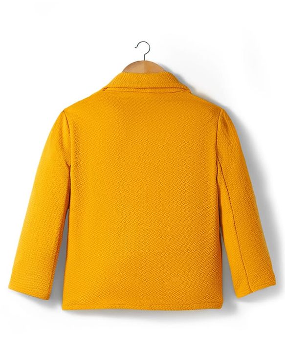 Babyhug Knit Full Sleeves Solid Colour Blazer -  Mustard