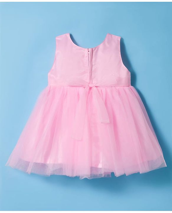 Babyhug Woven Sleeveless Party Dress with Sequin Detailing - Pink
