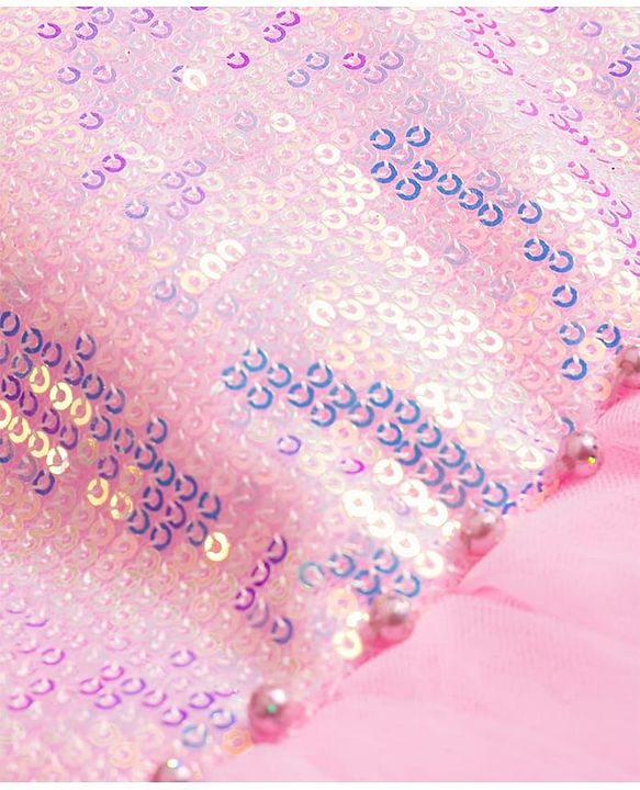 Babyhug Woven Sleeveless Party Dress with Sequin Detailing - Pink
