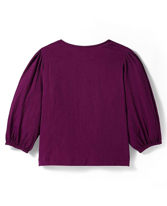 Pine Kids Woven Full Sleeves Solid Top - Purple