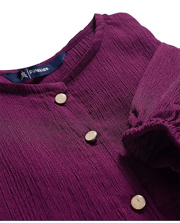 Pine Kids Woven Full Sleeves Solid Top - Purple