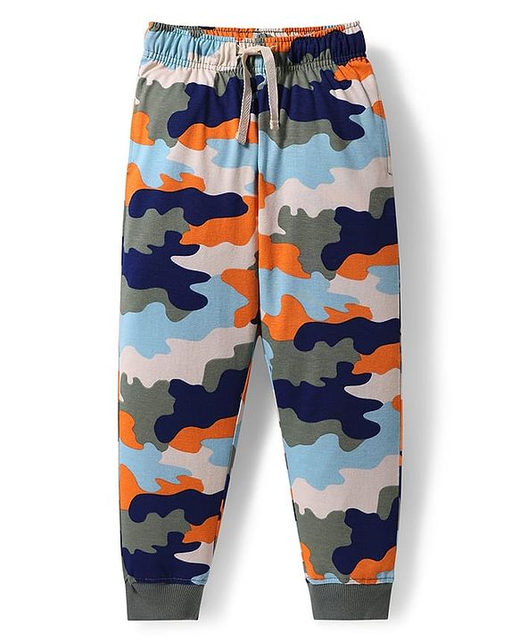 Pine Kids 100% Cotton Knit Half Sleeves Camouflage Printed Co-Ords T-Shirt & Pyjama Night Suit - Multicolour