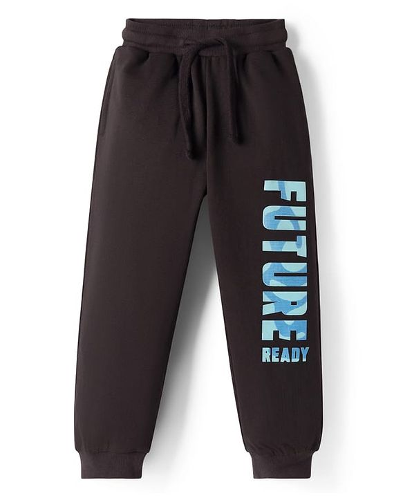 Pine Kids Knit Full Length Lounge Pant With Text Print - Black