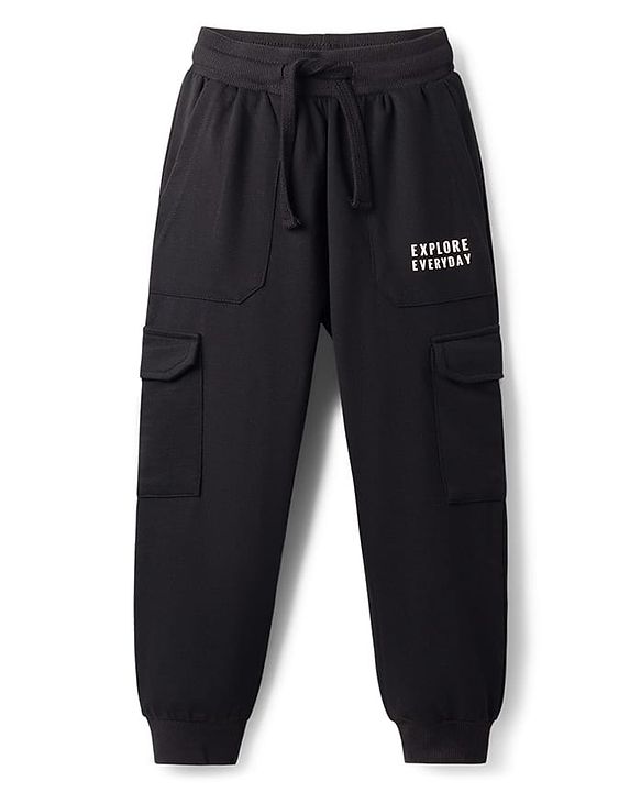 Pine Kids Knit Full Length Lounge Pant With Pockets & Explore Everyday Print - Black