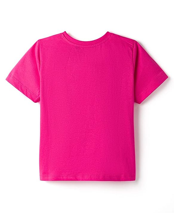 Pine Kids Cotton Knit Half Sleeves Top With Butterfly Print - Dark Pink
