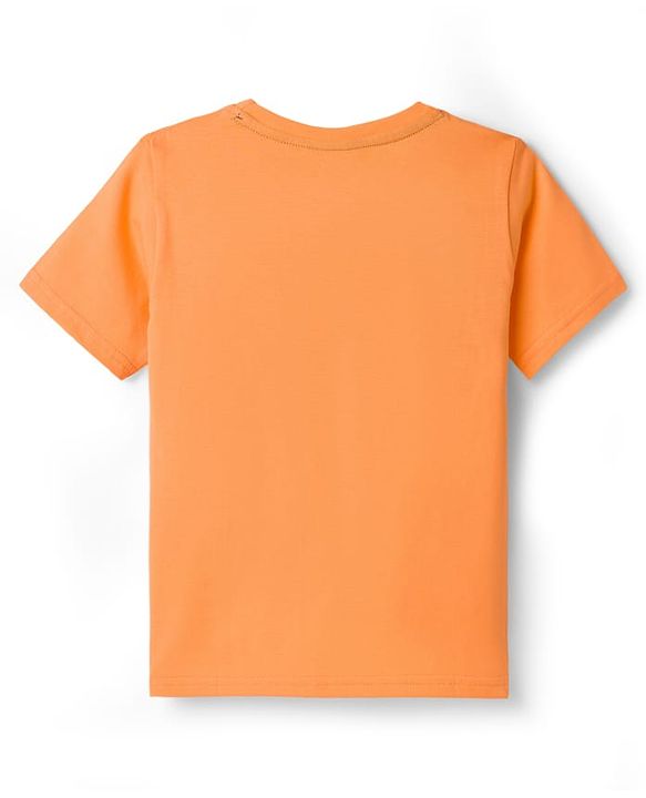 Babyhug Cotton Knit Half Sleeves T-Shirt with Sun Graphic - Orange