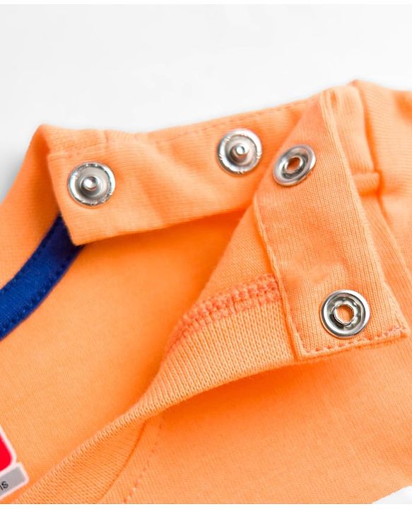 Babyhug Cotton Knit Half Sleeves T-Shirt with Sun Graphic - Orange