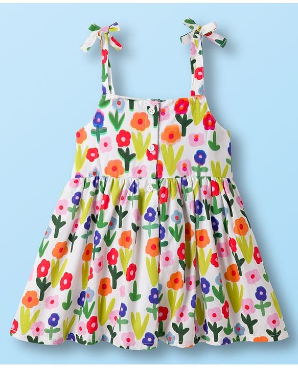 Babyhug Cotton Woven Sleeveless Floral Printed Frock - Multicolour