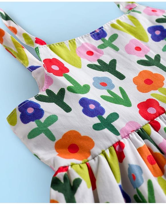 Babyhug Cotton Woven Sleeveless Floral Printed Frock - Multicolour