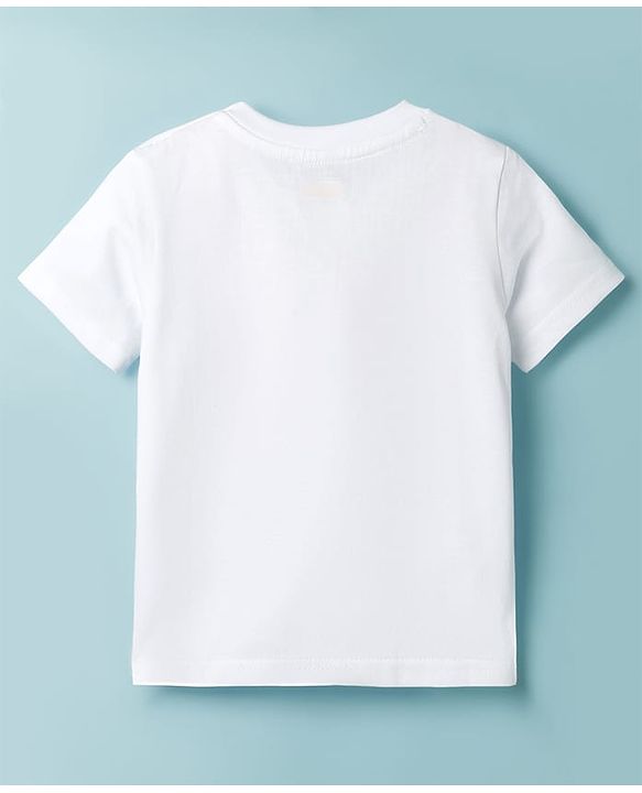 Babyhug Cotton Knit Half Sleeves T-Shirt with Nautical Theme Print - White