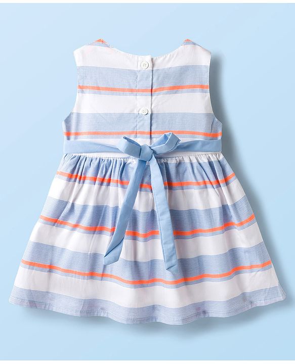 Babyhug Cotton Woven Sleeveless Striped Frock - Multicolor