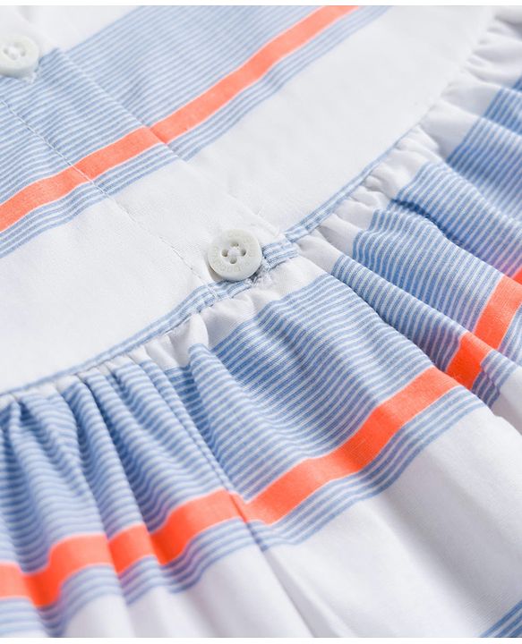 Babyhug Cotton Woven Sleeveless Striped Frock - Multicolor